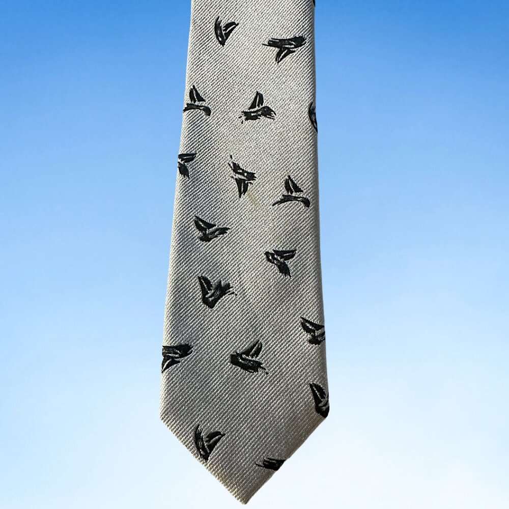 Band of Outsiders Silk Embroidered Boat Graphic Tie, White/Black OS